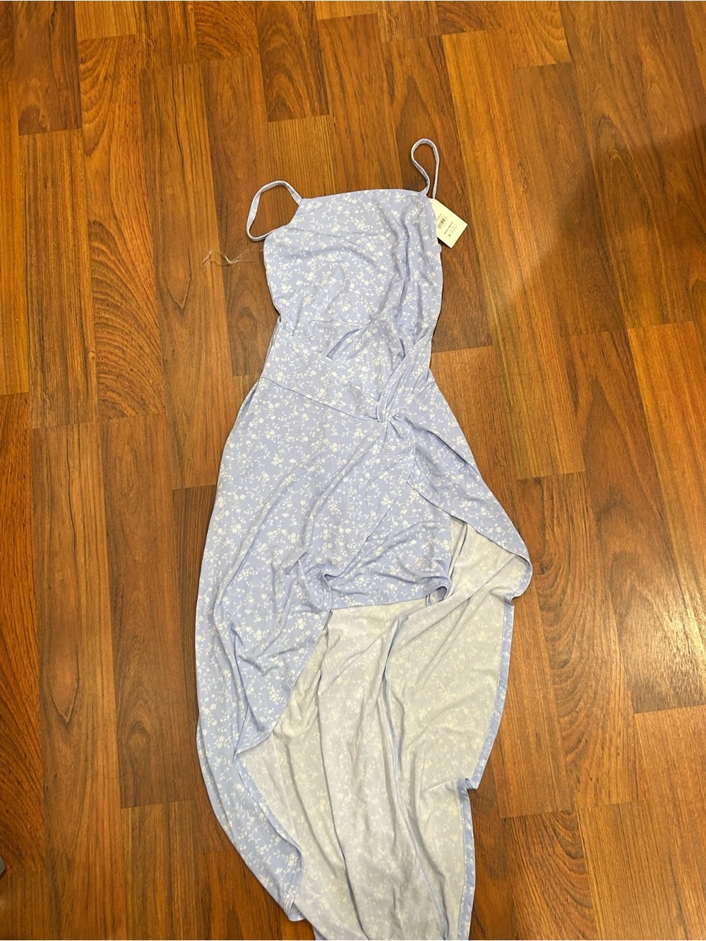 No boundaries Light Blue Floral Slip Dress with Spaghetti Straps